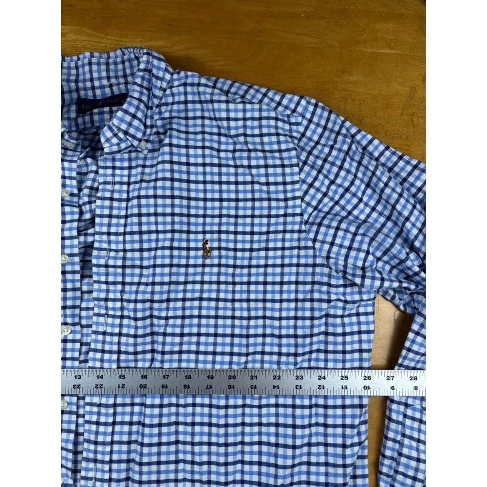 Polo Ralph Lauren Mens XXL Blue White Gingham Check Button Down Shirt L/S